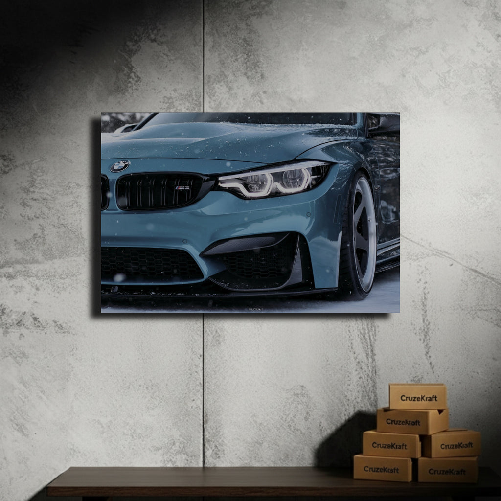 BMW M3 white LED poster