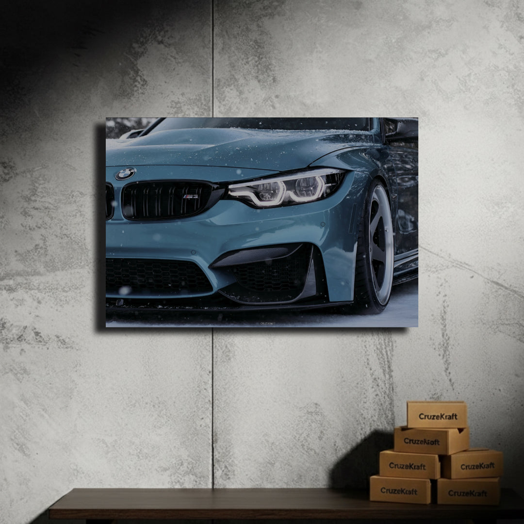 BMW M3 white LED poster