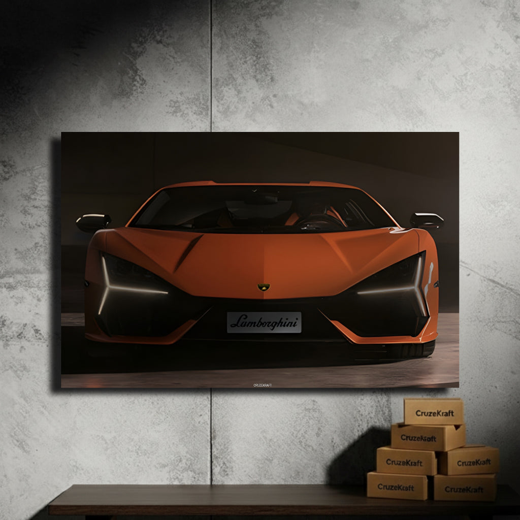 Lomborghini Revuelto front red LED poster