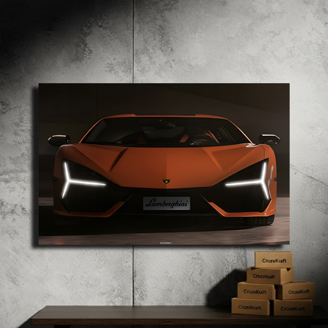 Lomborghini Revuelto front red LED poster